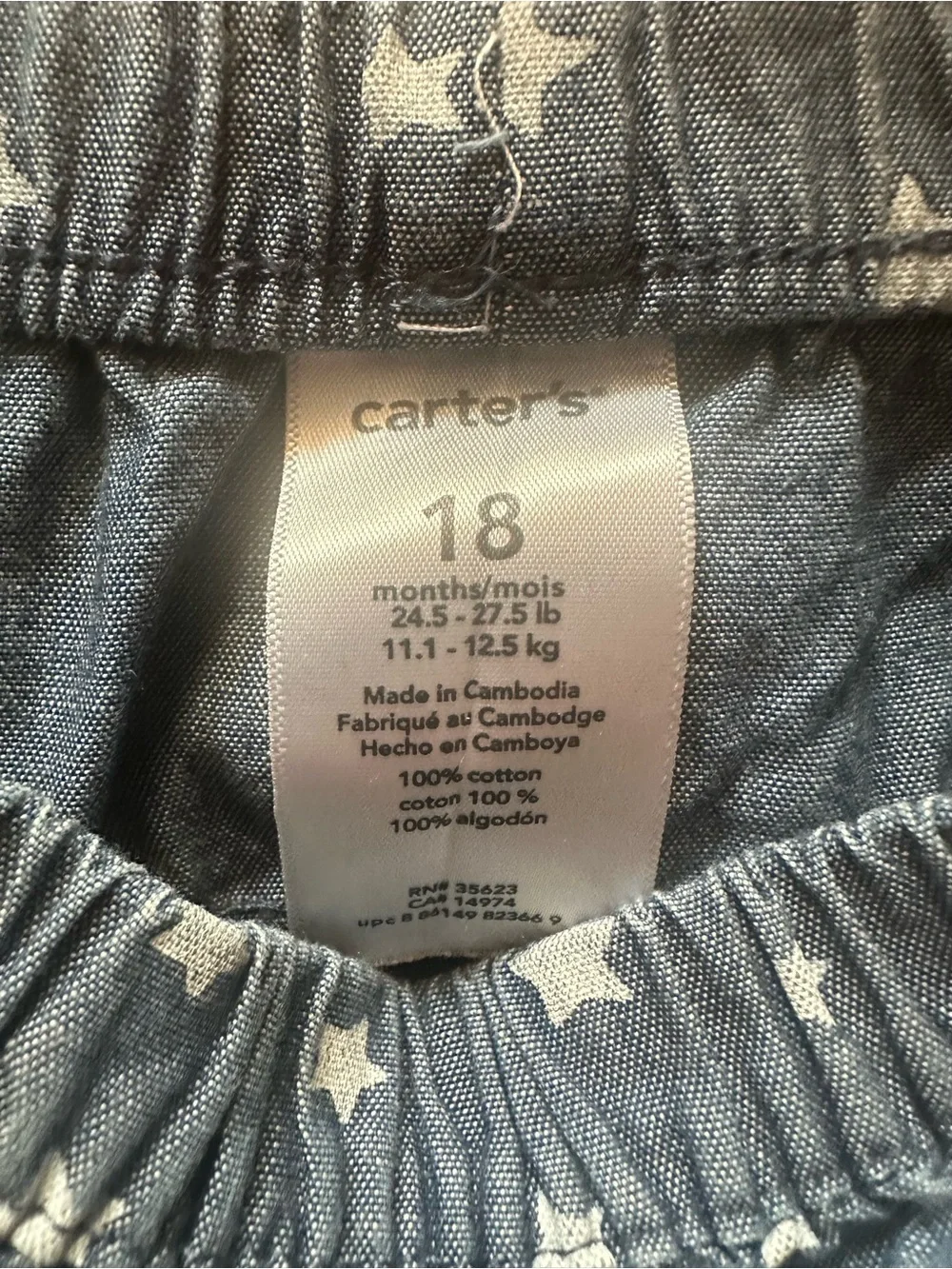 Carter’s 18M Denim Star Tiered Ruffle Skirt Chambray